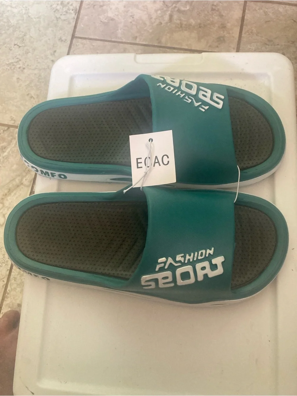 Teal Fashion Slides with White Logo